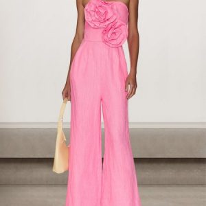 Women Polka Dots Strapless Sleeveless Comfy Sexy Maxi Dress, Dinner dress, color:Pink|size:XL, catalog Noracora shop