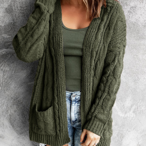 Women Wool/Knitting Plain Long Sleeve Comfy Casual Cardigan, Sweaters, color:Army Green|size:XL, catalog Noracora shop