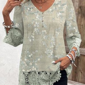 V Neck Short Sleeve Plain Regular Loose Shirt For Women, Blouses, color:Aqua|size:3XL, catalog Noracora shop