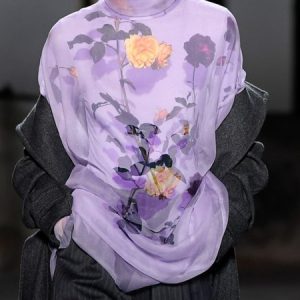 Turtleneck Printing Casual Regular Sleeve Loose Double Layered Blouse, Blouses and Shirts, color:Purple|size:XXL, Stylewe