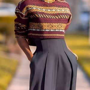Crew Neck Casual Raglan Sleeves Ethnic Loosen Long Sleeve Sweatshirt, Hoodies and Sweatshirts, color:As Picture|size:XXL, Stylewe