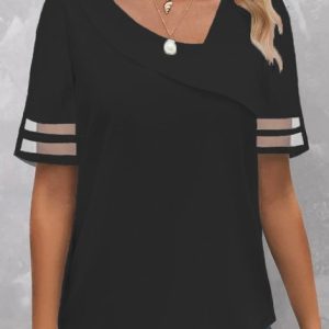 Cotton Asymmetrical Plain Casual Shirt, Blouses, color:Black|size:XXL, catalog Noracora shop