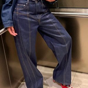 Denim Regular Fit Casual Pocket Stitching Jeans, Jeans, color:Deep Blue|size:XXL, Stylewe