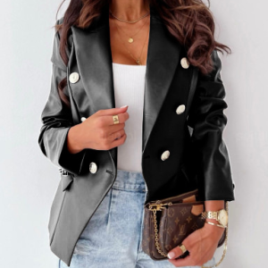 Women's Plain Regular Loose Blazer, Outerwear, color:Black|size:XXL, catalog Noracora shop