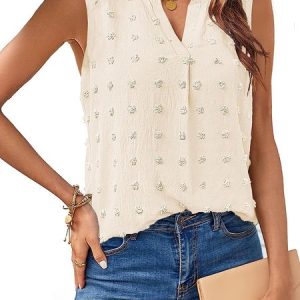 Casual Notched Plain Tank Top, Tanks & Camis, color:Apricot|size:XXL, catalog Noracora shop