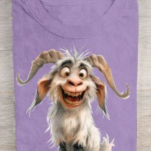 Funny Sheep Printed Crew Neck Cotton Casual T-Shirt, T-shirts, Lilicloth.com