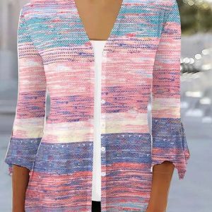 Women's Color Block Regular Loose Kimono, Cardigans, color:Pink|size:XXL, catalog Noracora shop