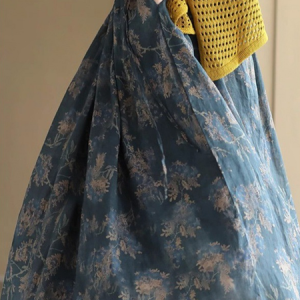 Casual Floral A-Line Natural Maxi Skirt, Skirts, color:Navy Blue|size:XXL, catalog Noracora shop
