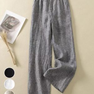 Casual Plain Long Elastic Waist Buckle Pant, Pants, color:Gray|size:3XL, catalog Noracora shop