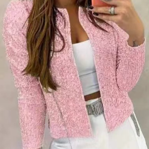 Women's Plain Regular Loose Jacket, Outerwear, color:Pink|size:3XL, catalog Noracora shop