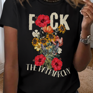 Casual Text Letters Crew Neck Short Sleeve T-shirt, T-shirts, color:Black|size:XXL, catalog Noracora shop