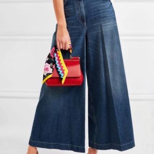 Denim High Waist  Casual Pockets Wide leg Jeans, Jeans, color:Blue|size:XXL, Stylewe