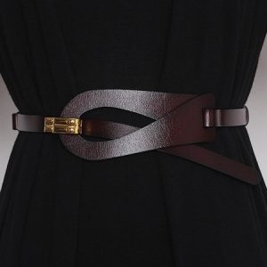 Irregular Hollow Out Split Leather Belt, Belts, color:Coffee|size:One-size, Stylewe