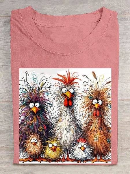 Funny Chicken Art Pritn Casual T-Shirt, T-shirts, Lilicloth.com