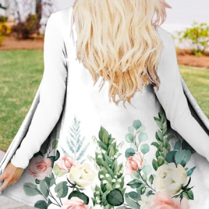 Women's Floral Regular Loose Kimono, Outerwear, color:White|size:3XL, catalog Noracora shop