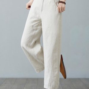 Casual Plain Long Pant, Pants, color:Beige|size:XXL, catalog Noracora shop