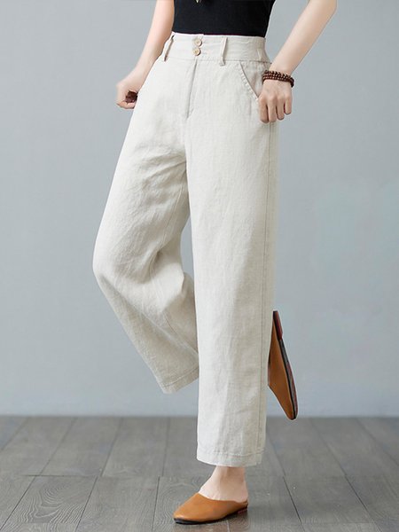 Women's Trousers Daily Going Out Casual Plain Spring/Fall Pants, JustFashionNow Pants, color:Beige|size:XXL,