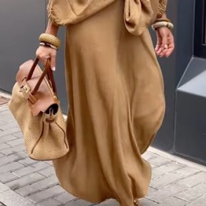 Plain Loose High Waist Casual Skirt, Skirts, color:Khaki|size:XXL, Stylewe