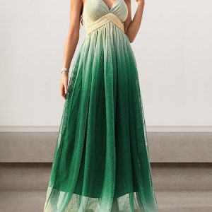 Women Ombre V Neck Gallus Comfy Sexy Maxi Dress, Dresses, color:Green|size:L, catalog Noracora shop