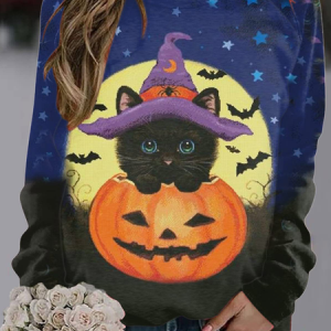 Casual V Neck Halloween Sweatshirt, Hoodies & Sweatshirts, color:Blue|size:5XL, catalog Noracora shop