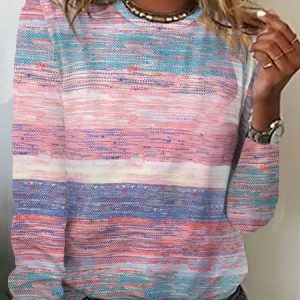 Abstract Stripes Casual T-Shirt, Long sleeves, Lilicloth.com