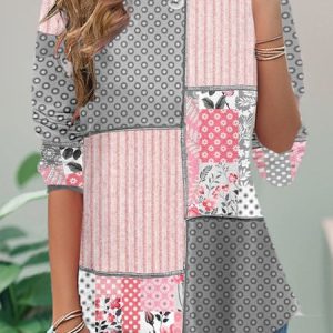 Women's Long Sleeve Tee T-shirt Spring/Fall Geometric Jersey Crew Neck Daily Going Out Casual Top, JustFashionNow Long sleeve tops, color:Pink|size:XXL,