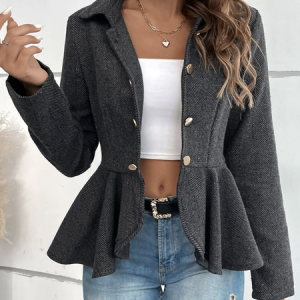 Women's Spring/Fall Outerwear Casual Zipper Plain Long Sleeve Jacket, JustFashionNow Jackets, color:Black|size:XL,
