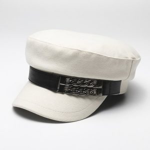Casual Color Block Chain Beret, Hats, color:Off White|size:One-size, Stylewe