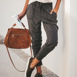 Casual Plain Long Pant, Pants, color:Deep Gray|size:XXL, catalog Noracora shop