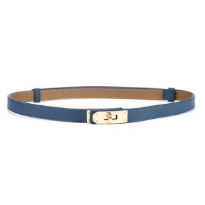 Minimalist Twist Lock Commuting Split Leather Thin Belt, Belts, color:Deep Blue|size:One-size, Stylewe