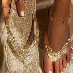 Casual Plain Slip On Flat Heel Slide Sandals, Women shoes, color:Golden|size:43, catalog Noracora shop