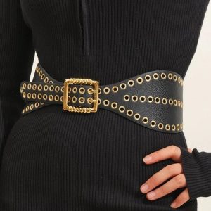 Irregular Hollow Out Rivet Belt, Belts, color:Black|size:One-size, Stylewe