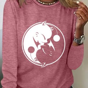 Yinyang Cat Long Sleeve Shirt, Long sleeves, Lilicloth.com