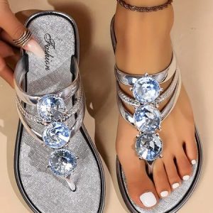 Casual Plain Slip On Flat Heel Flip Flop, Women shoes, color:Silver|size:44, catalog Noracora shop