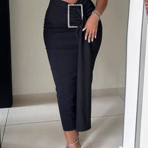 Plain Urban Regular Fit Maxi Skirt, Skirts, color:Black|size:XXL, Stylewe