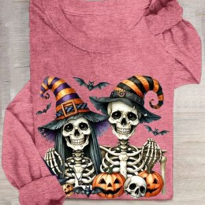 Crew Neck Long Sleeve Halloween Regular Loose Blouse For Women, T-shirts, color:Watermelon|size:3XL, catalog Noracora shop