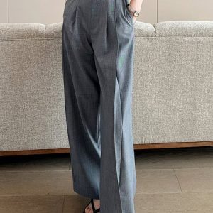 Urban Pockets Plain Fashion Wide leg Pants, Pants, color:Gray|size:XXL, Stylewe
