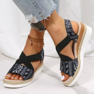 Casual Geometric Slip On Low Heel Slide Sandals, Women shoes, color:Black-white|size:35, catalog Noracora shop