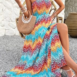 Women Color Block Spaghetti Gallus Comfy Casual Maxi Dress, Maxi, color:Pink|size:XL, catalog Noracora shop