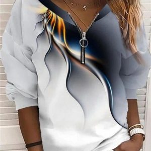 Casual Crew Neck Ombre Sweatshirt Zipper, Sweaters, color:White|size:3XL, catalog Noracora shop