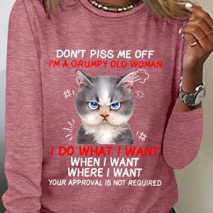 Don't Piss Me Offi'm A Grumpy Old Woman Long Sleeve Shirt, Long sleeves, Lilicloth.com