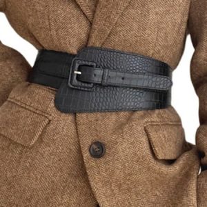 Casual Crocodile Embossed Irregular Girdle Belt, Belts, color:Black|size:One-size, Stylewe
