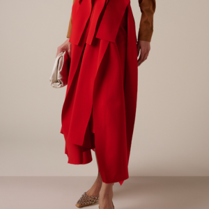 Loose Elegant Asymmetric Midi Skirt, Skirts, color:Red|size:XXL, Stylewe