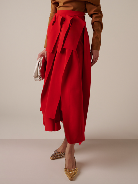 Loose Elegant Asymmetric Midi Skirt, Skirts, color:Red|size:XXL, Stylewe