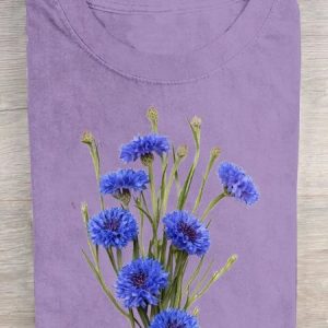Floral Casual Cotton T-Shirt, T-shirts, Lilicloth.com