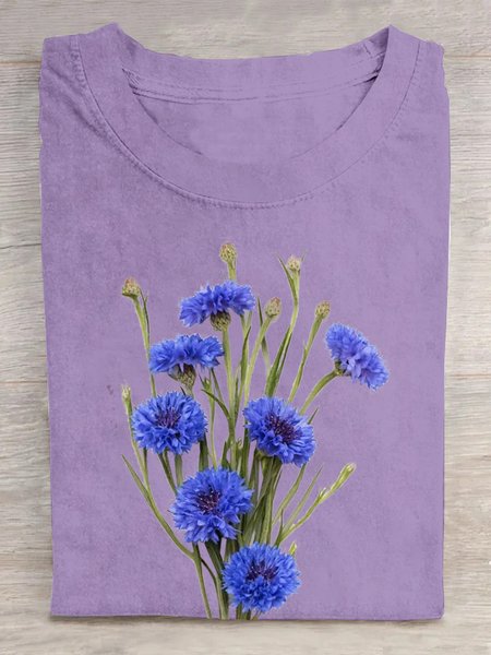 Floral Casual Cotton T-Shirt, T-shirts, Lilicloth.com