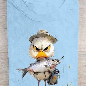 Casual Fish Crew Neck Short Sleeve T-shirt, T-shirts, color:Light Blue|size:3XL, catalog Noracora shop
