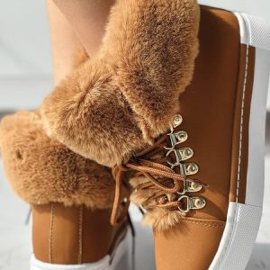 Casual Plain Plush Slip On Flat Heel Classic Boots, Boots, color:Yellow Brown|size:43, catalog Noracora shop