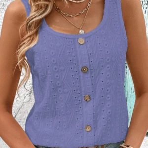 Casual Crew Neck Plain Tank Top, Tanks & Camis, color:Purple|size:XXL, catalog Noracora shop