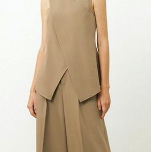 Plain Cross Neck Urban Regular Fit Tank Top, Tanks and Camis, color:Khaki|size:XXL, Stylewe